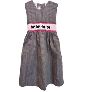 Kids by M.E. Black/White Gingham Check Smocked Scottie Dog Sleeveless Dress
